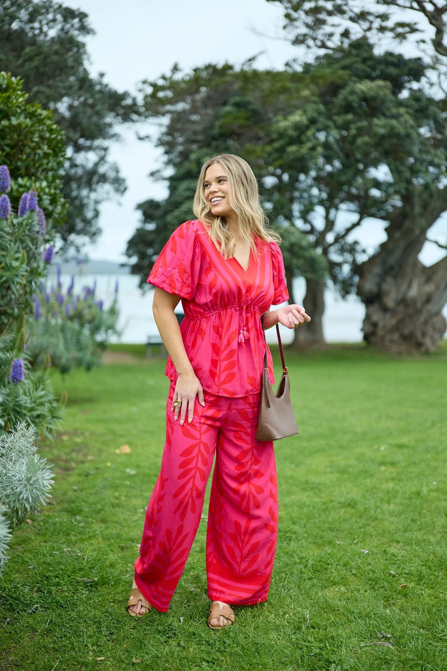 Sunday Boho Jamie Border Print Pant Fuchsia Lipstick sold by Shine On product image thumbnail 3