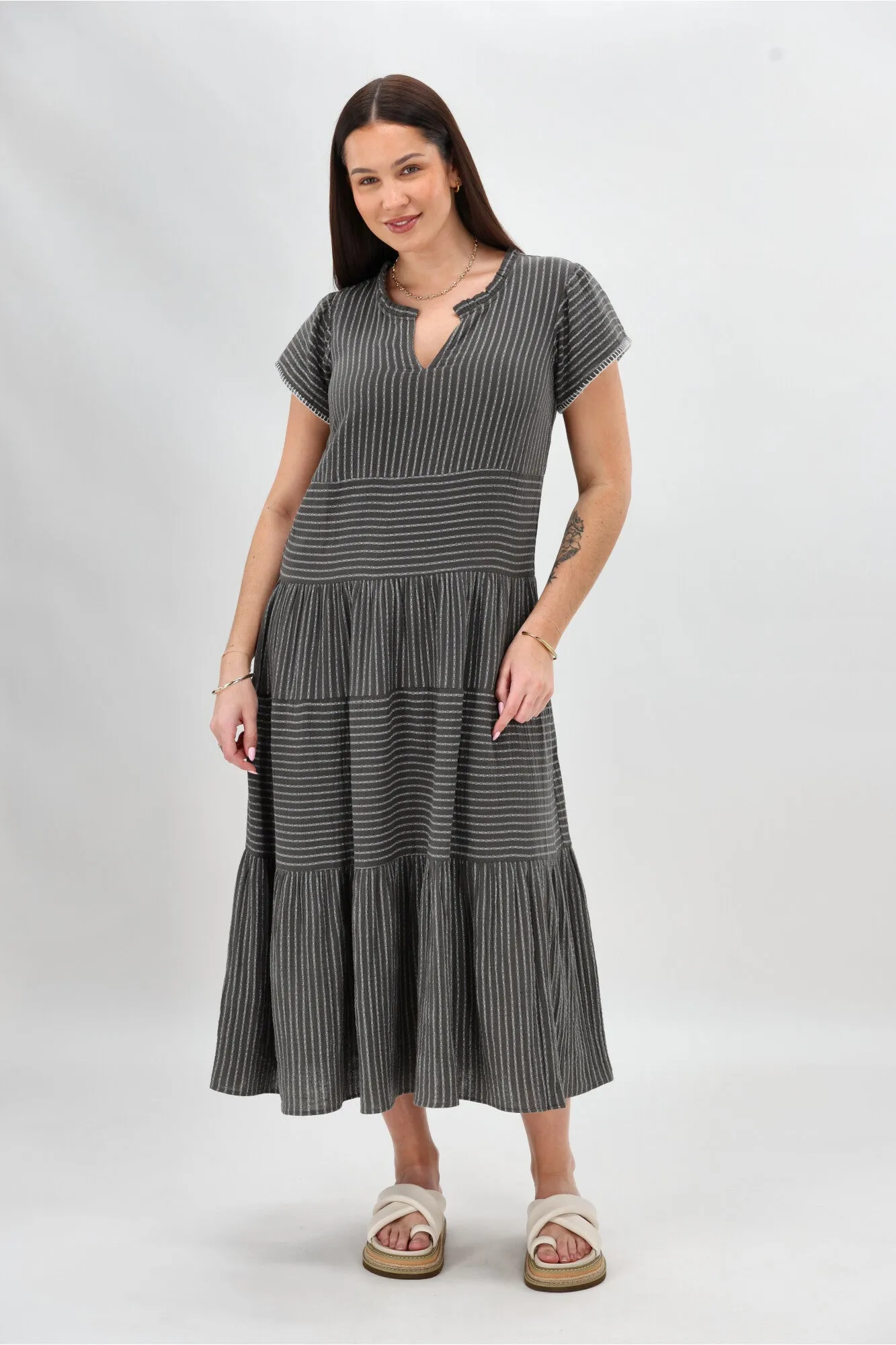 Sunday Boho Josie Dress Khaki Stripe sold by Shine On product image thumbnail 3