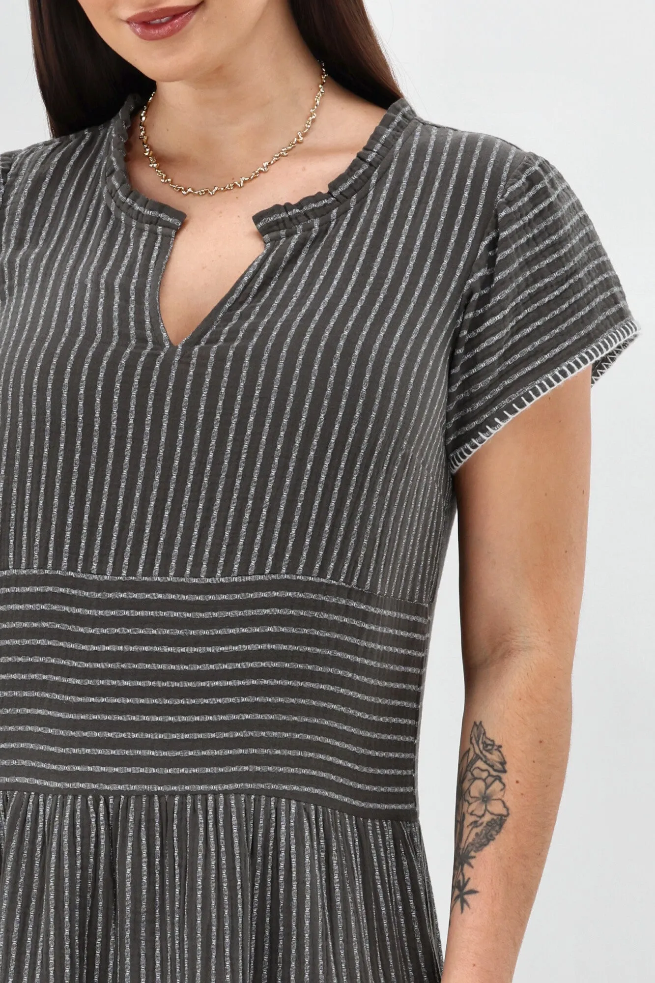 Sunday Boho Josie Dress Khaki Stripe sold by Shine On product image thumbnail 4