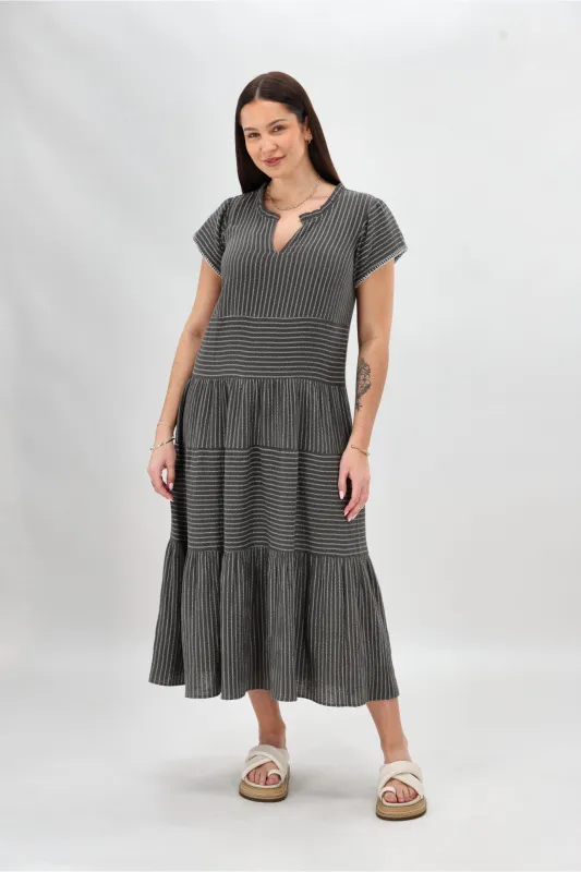 Sunday Boho Josie Dress Khaki Stripe sold by Shine On