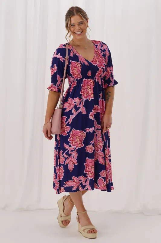Gloss The Label Netty Dress Blue Print sold by Shine On