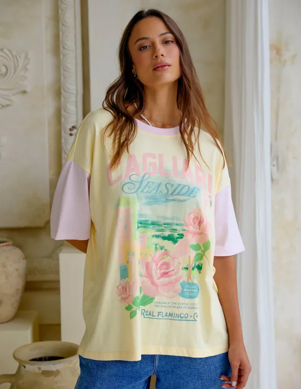Foxwood Real Flamingo Tee Lemon & Pink sold by Shine On