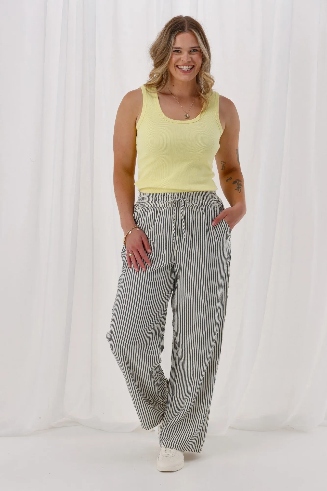 Shine On Label Tazelyn Wide Leg Pant Midnight Natural Stripe sold by Shine On product image thumbnail 3