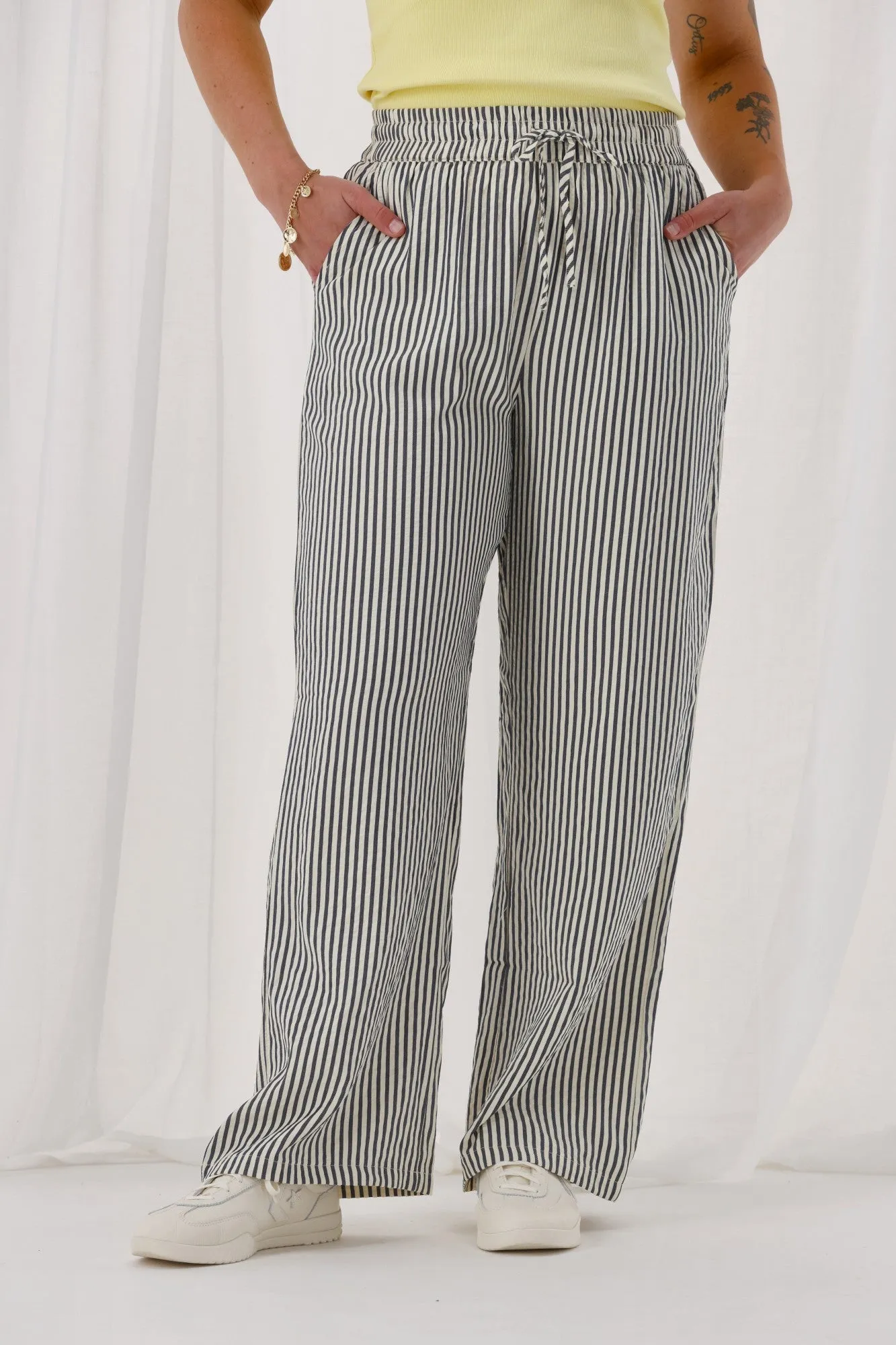 Shine On Label Tazelyn Wide Leg Pant Midnight Natural Stripe sold by Shine On product image thumbnail 2