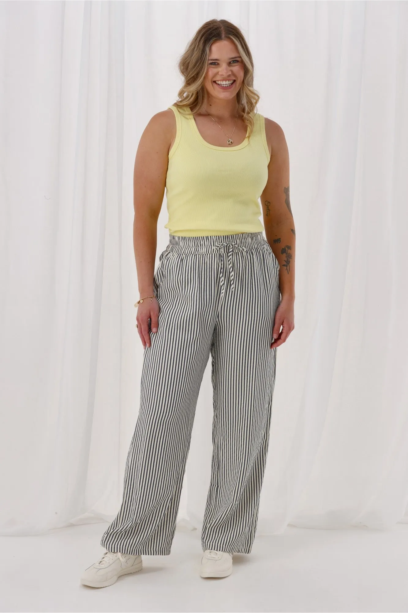 Shine On Label Tazelyn Wide Leg Pant Midnight Natural Stripe sold by Shine On product image thumbnail 5