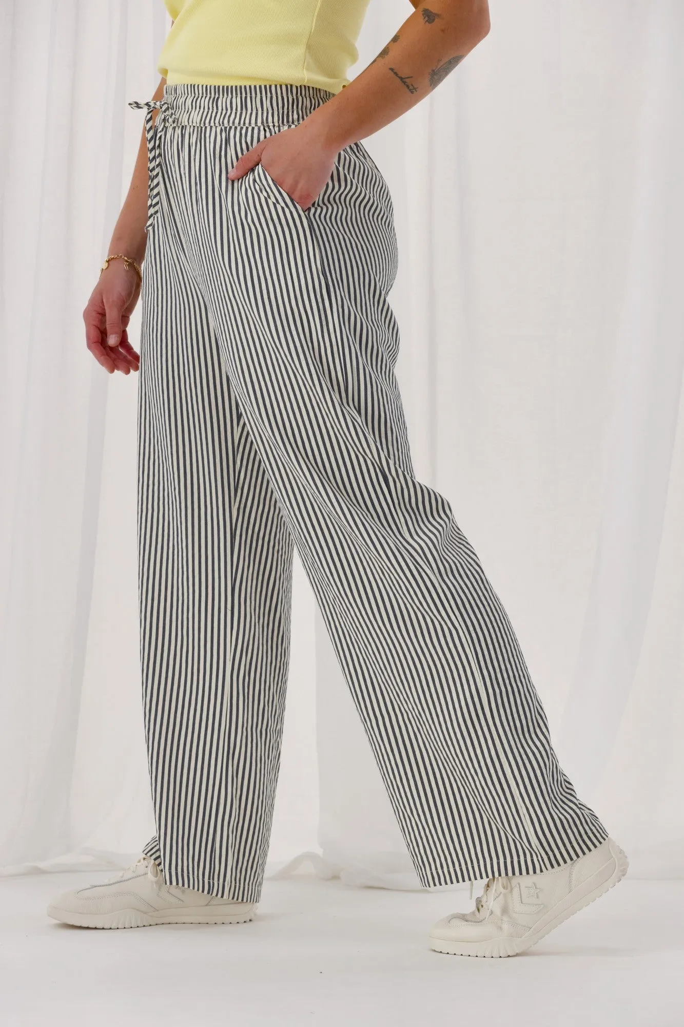 Shine On Label Tazelyn Wide Leg Pant Midnight Natural Stripe sold by Shine On product image thumbnail 4