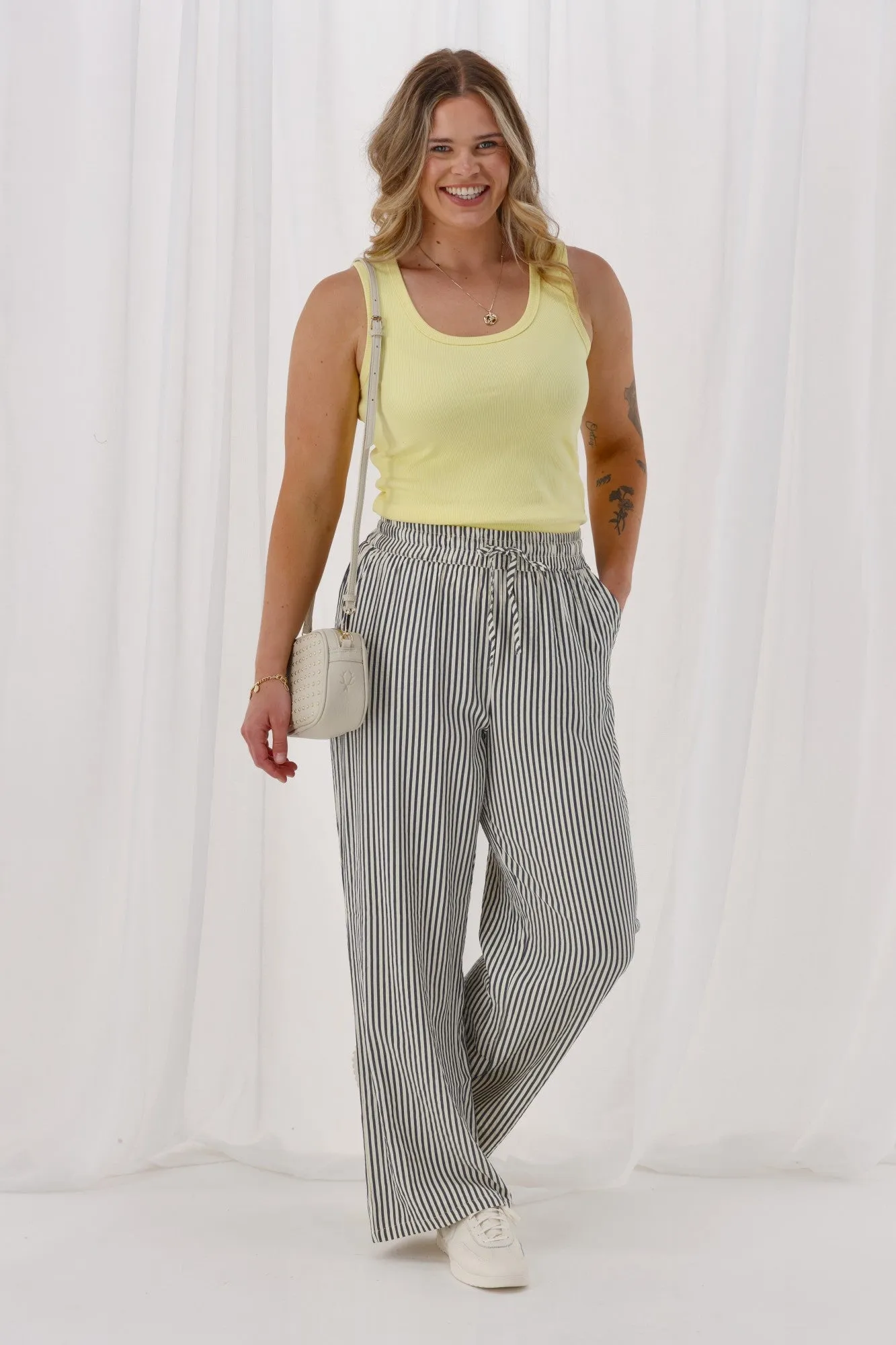 Shine On Label Tazelyn Wide Leg Pant Midnight Natural Stripe sold by Shine On