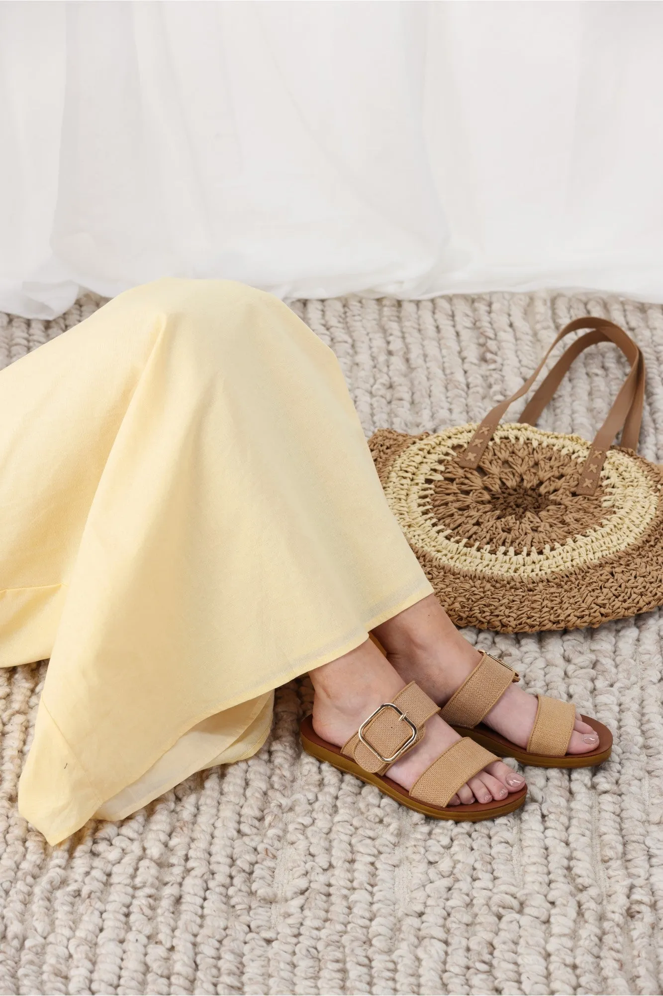 Los Cabos Doti Sandal Caramel Raffia sold by Shine On