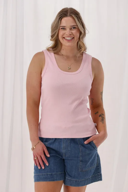 Shine On Essentials Rib Tank Pale Pink sold by Shine On
