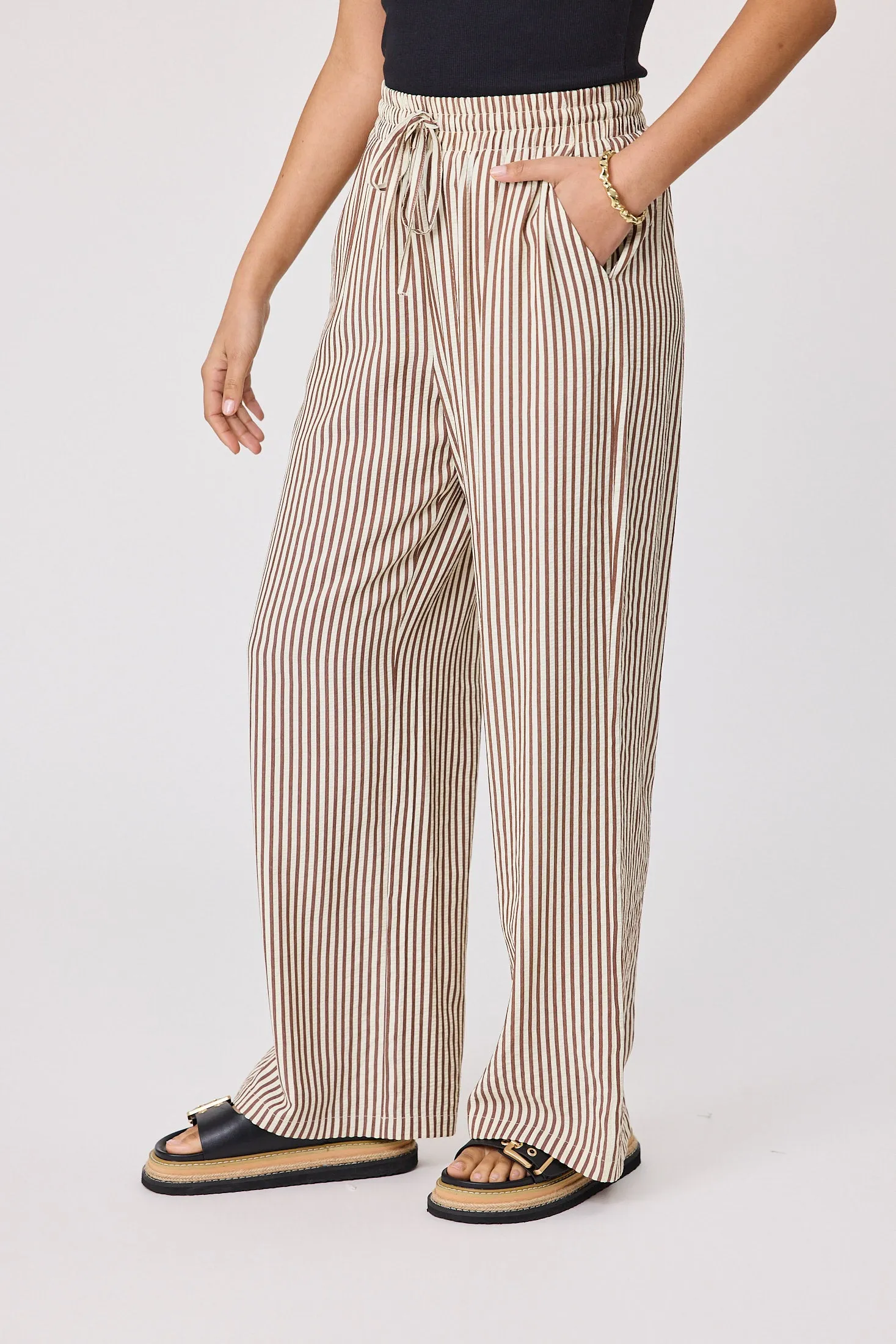 Shine On Label Ravi Wide Leg Pants Chocolate Stripe sold by Shine On product image thumbnail 3