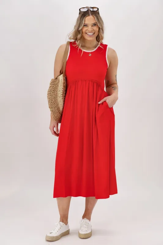 Shine On Label Novara Midi Dress Red sold by Shine On