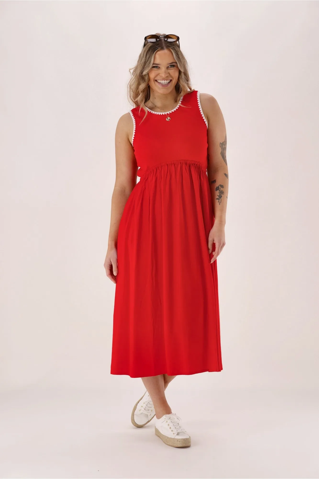 Shine On Label Novara Midi Dress Red sold by Shine On product image thumbnail 5