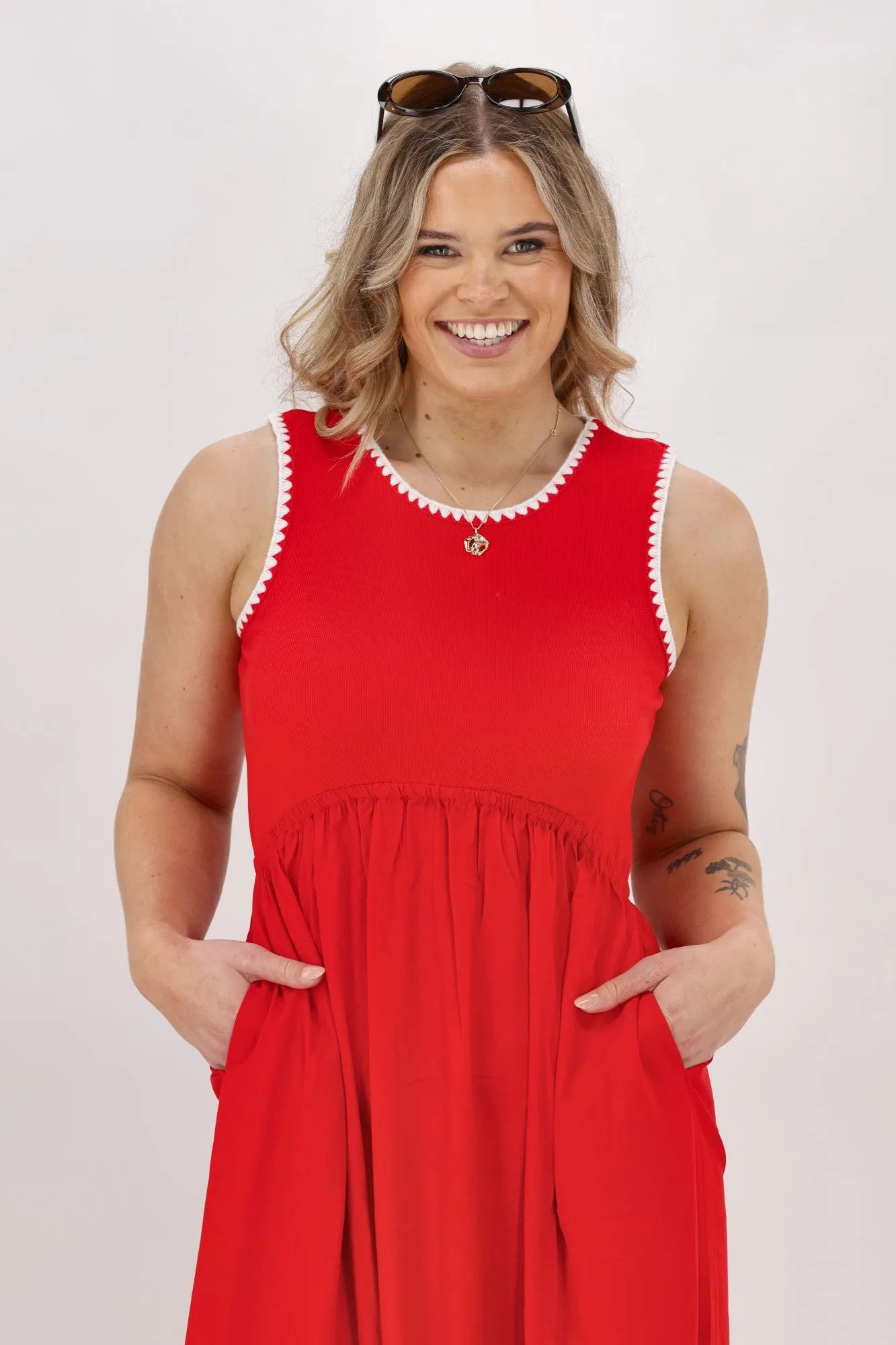 Shine On Label Novara Midi Dress Red sold by Shine On product image thumbnail 4