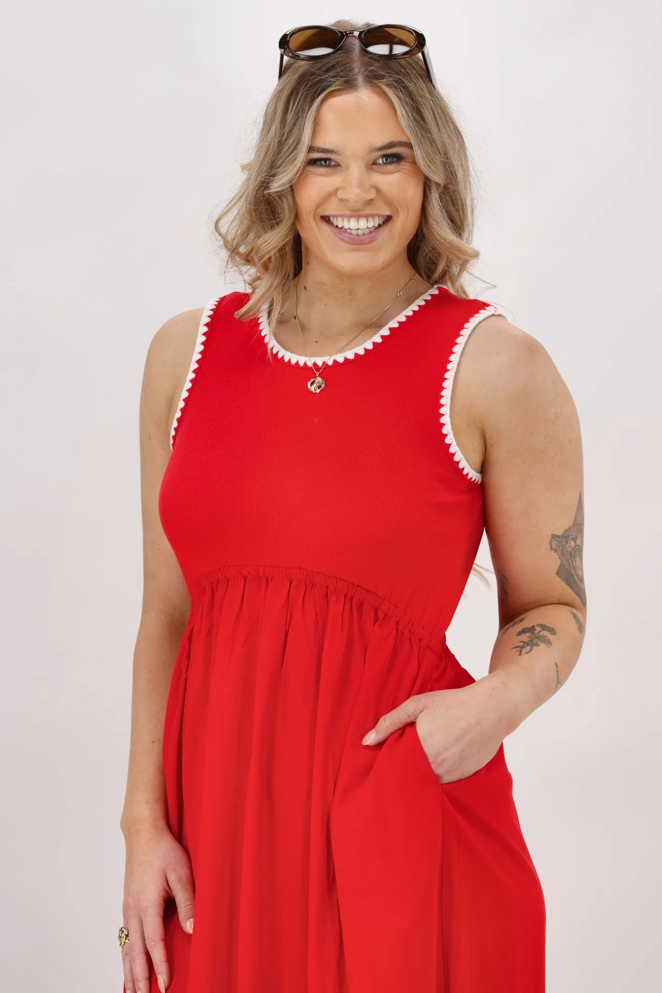 Shine On Label Novara Midi Dress Red sold by Shine On product image thumbnail 2