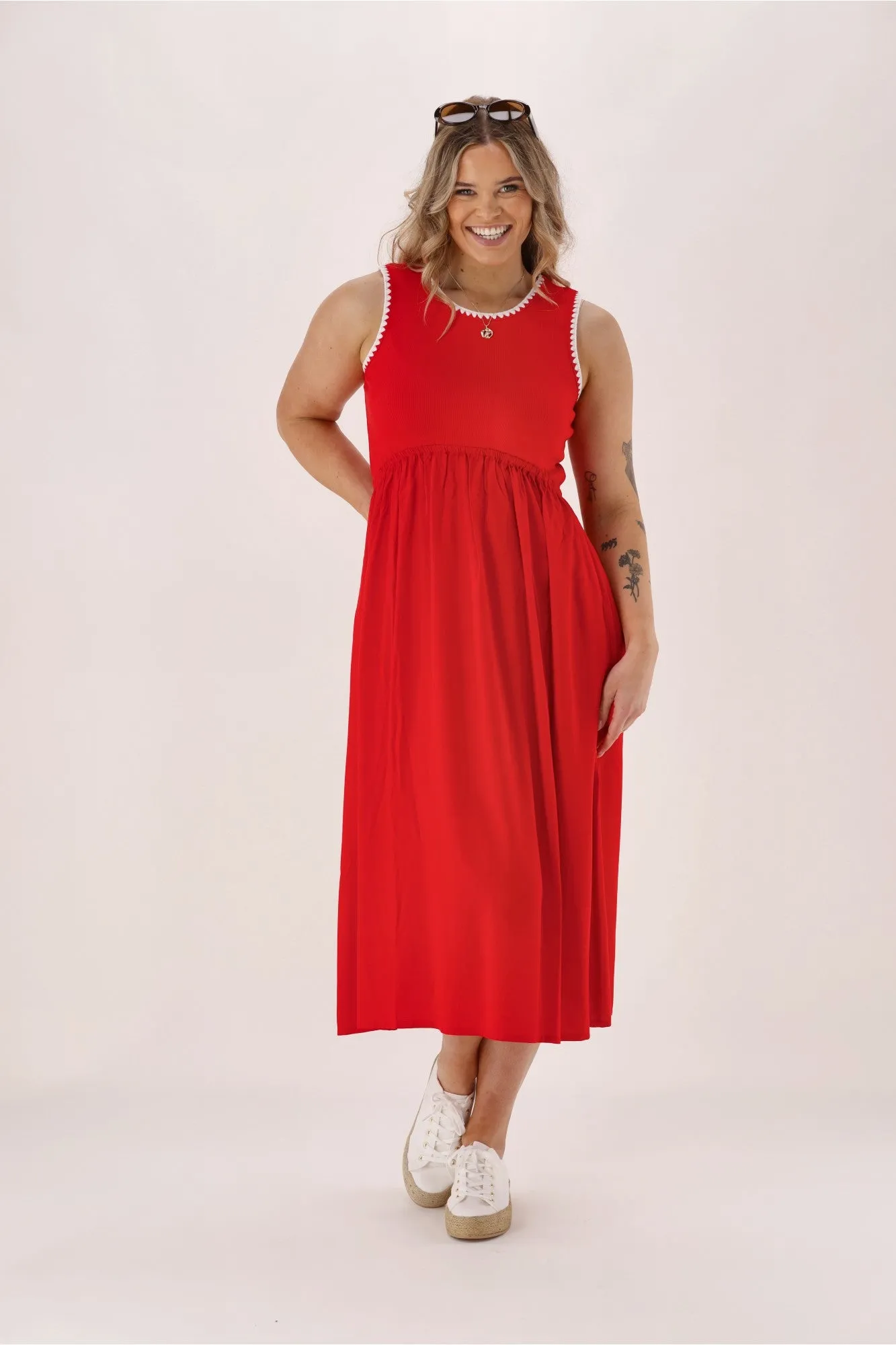 Shine On Label Novara Midi Dress Red sold by Shine On product image thumbnail 3