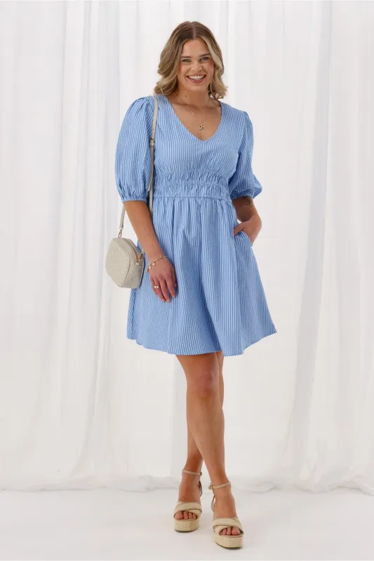 Shine On Label Sasha Mini Dress Blue Stripe sold by Shine On