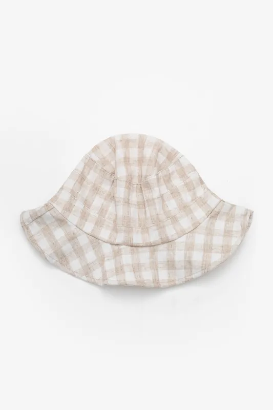 Antler Gingham Bucket Hat Oat sold by Shine On
