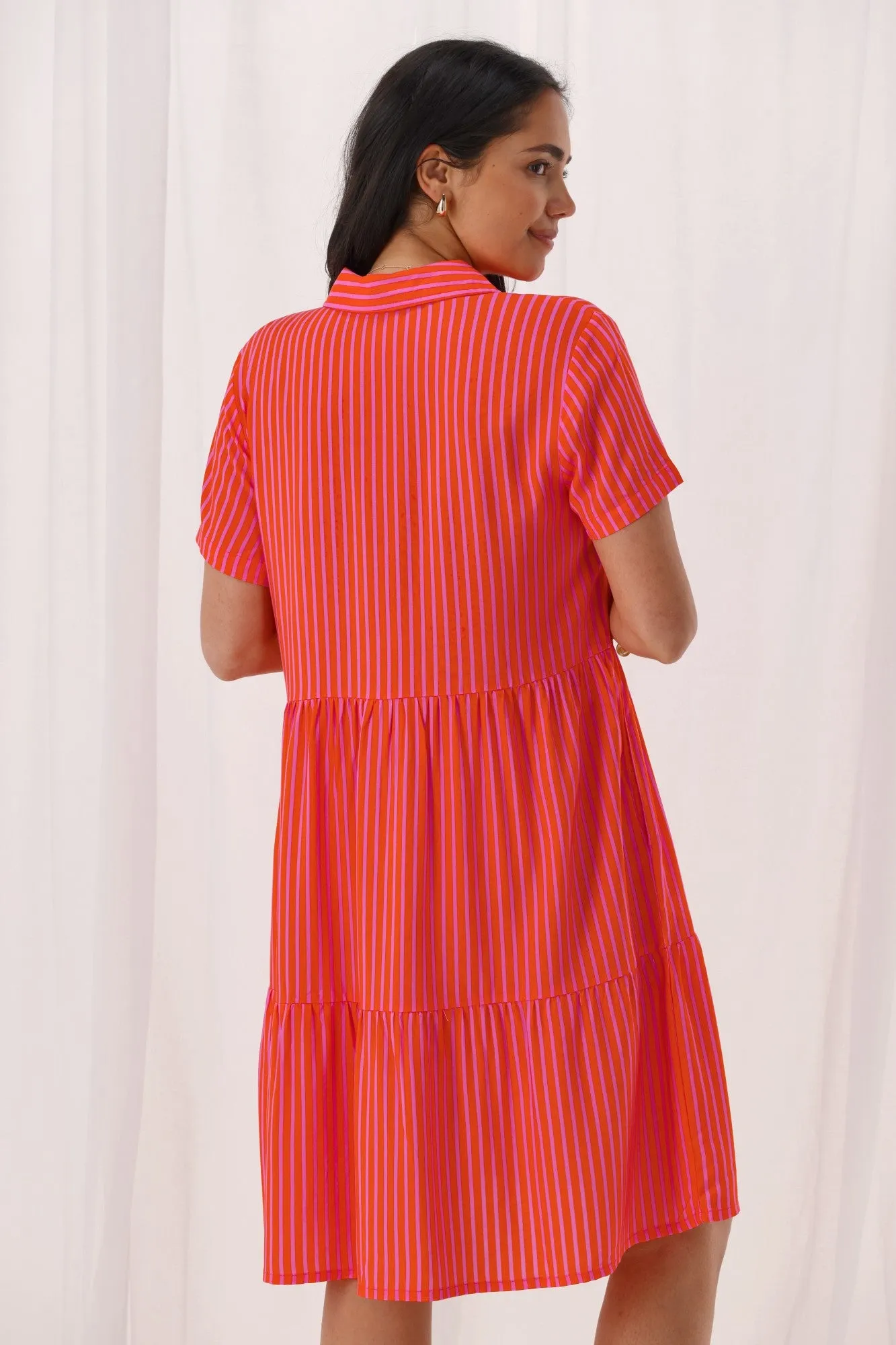 Gloss The Label Arianwen Dress Orange And Pink Stripe sold by Shine On product image thumbnail 5
