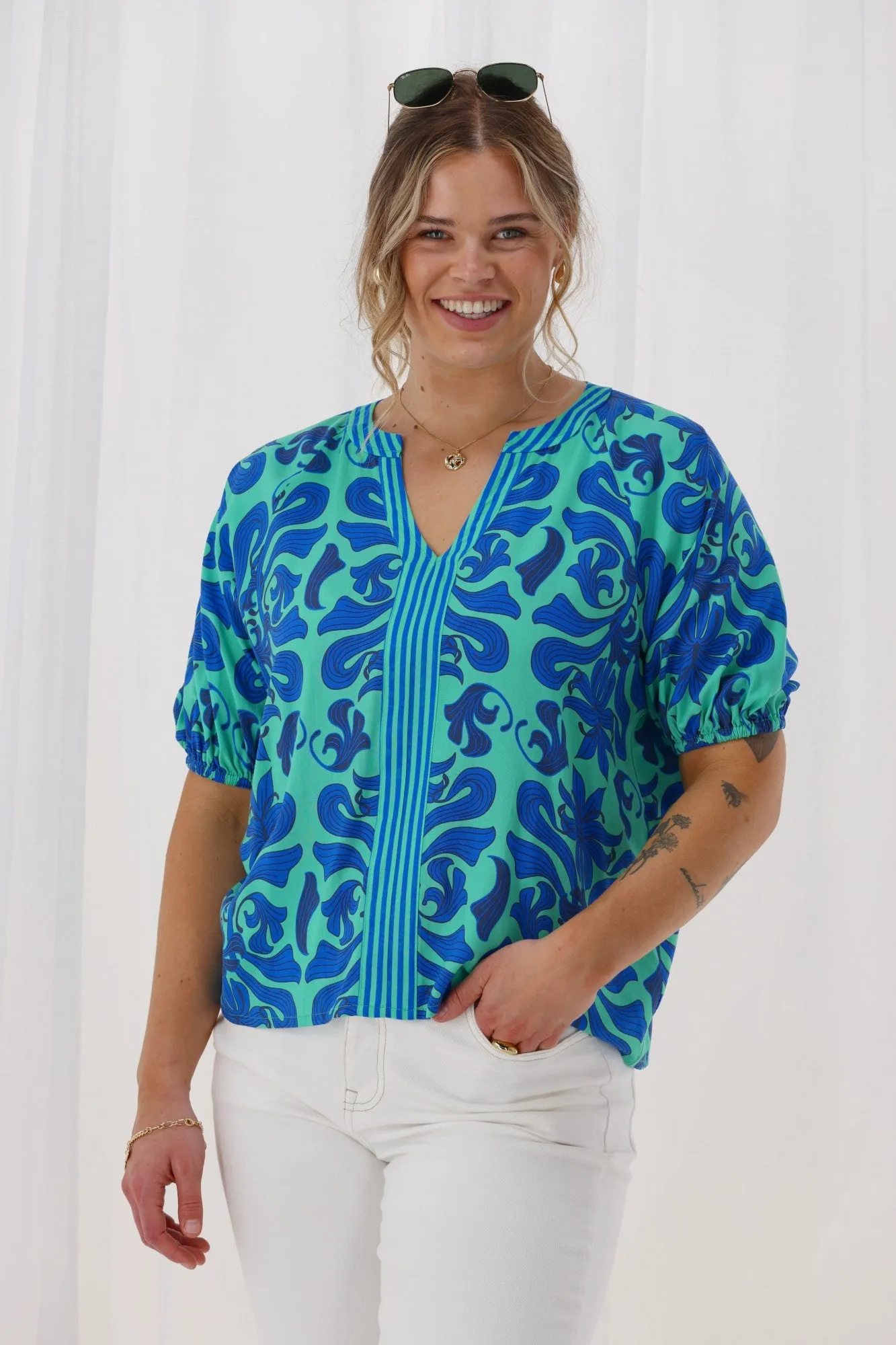 Gloss The Label Lirael Top Blue Floral sold by Shine On product image thumbnail 2