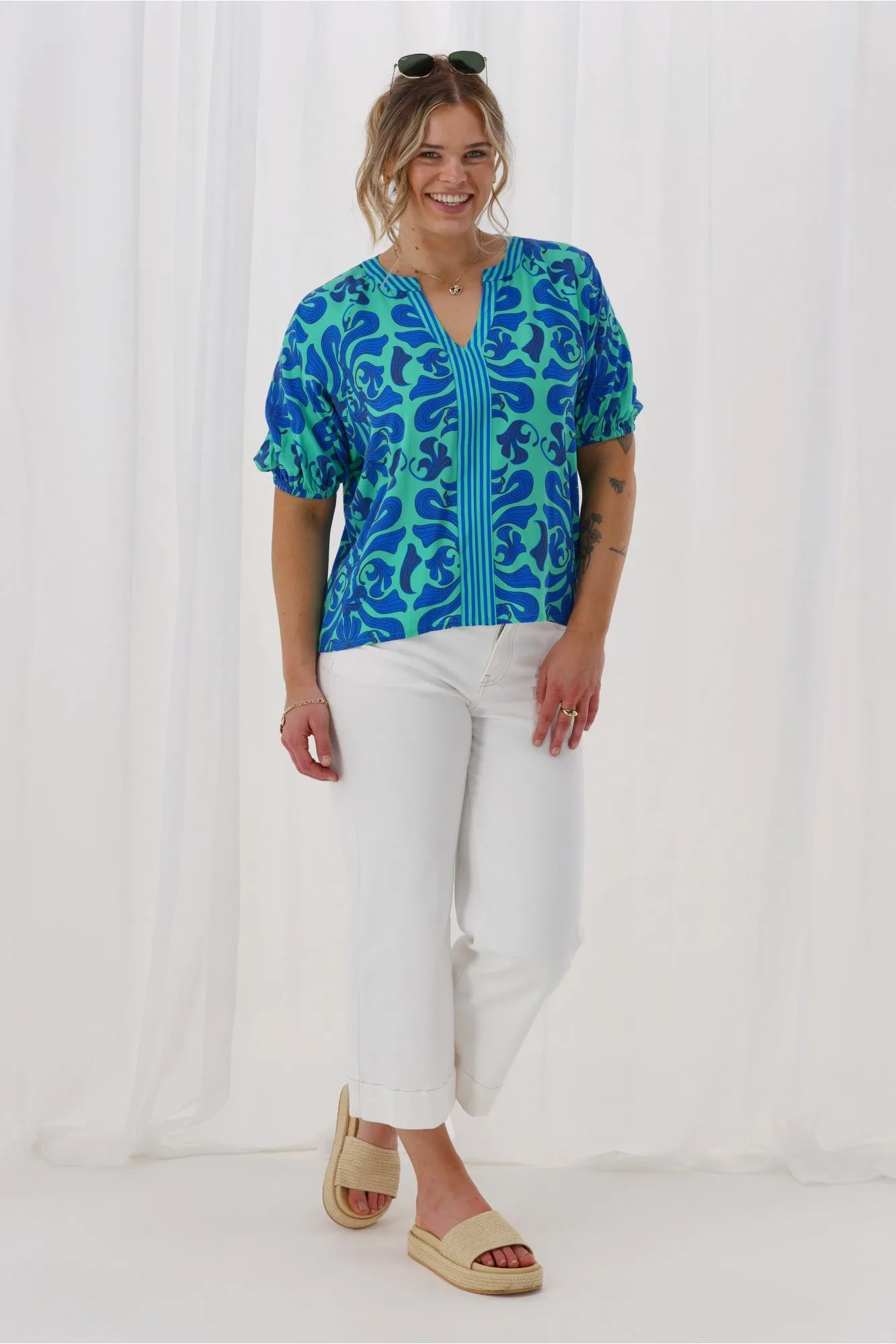 Gloss The Label Lirael Top Blue Floral sold by Shine On product image thumbnail 4