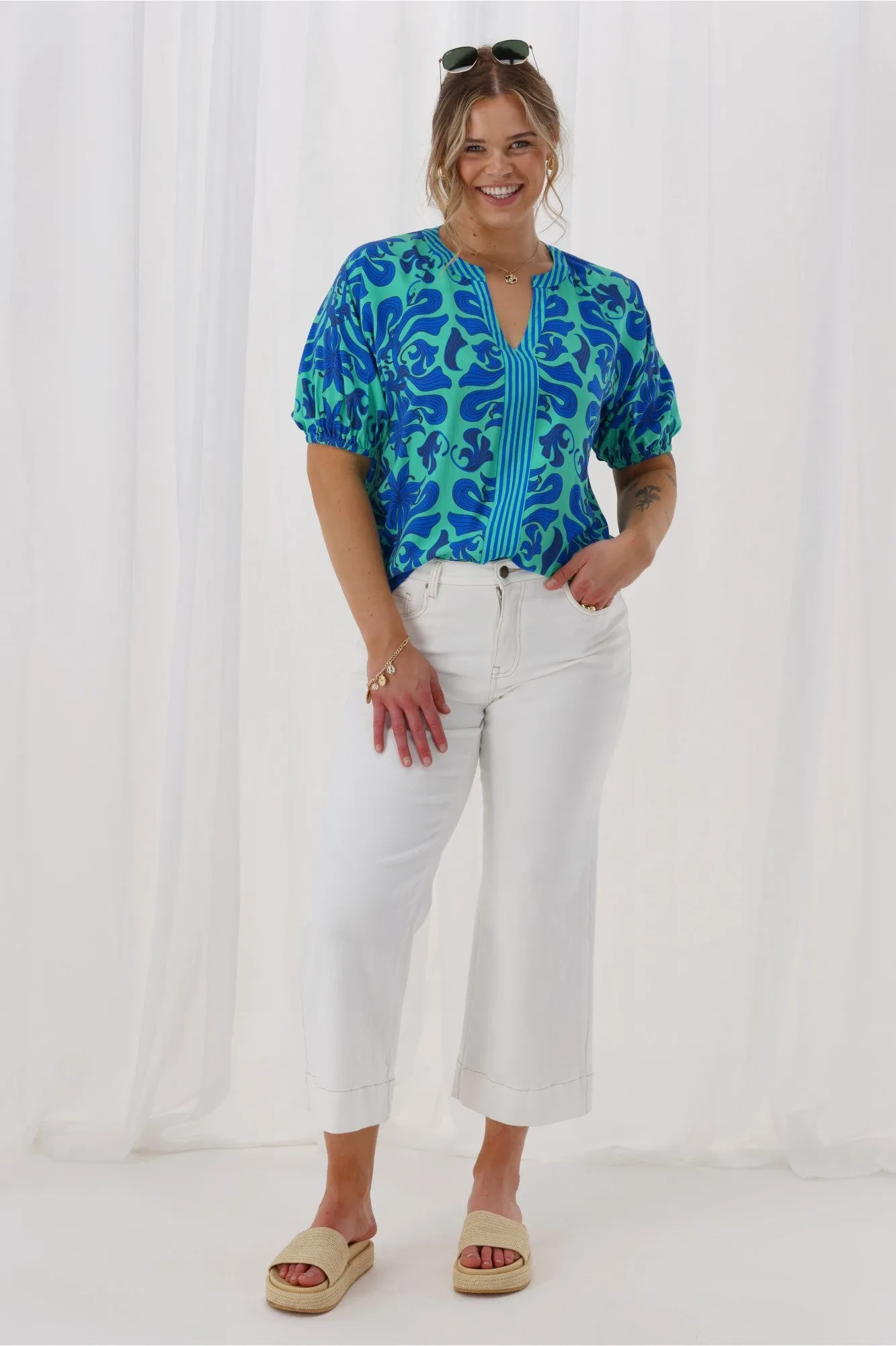 Gloss The Label Lirael Top Blue Floral sold by Shine On product image thumbnail 5