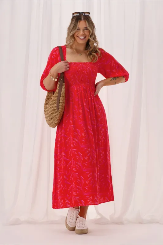 Gloss The Label Solene Dress Orange And Pink Print sold by Shine On