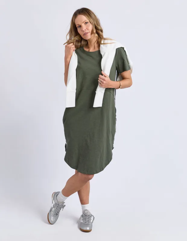 Foxwood Bay Tape Dress Khaki sold by Shine On