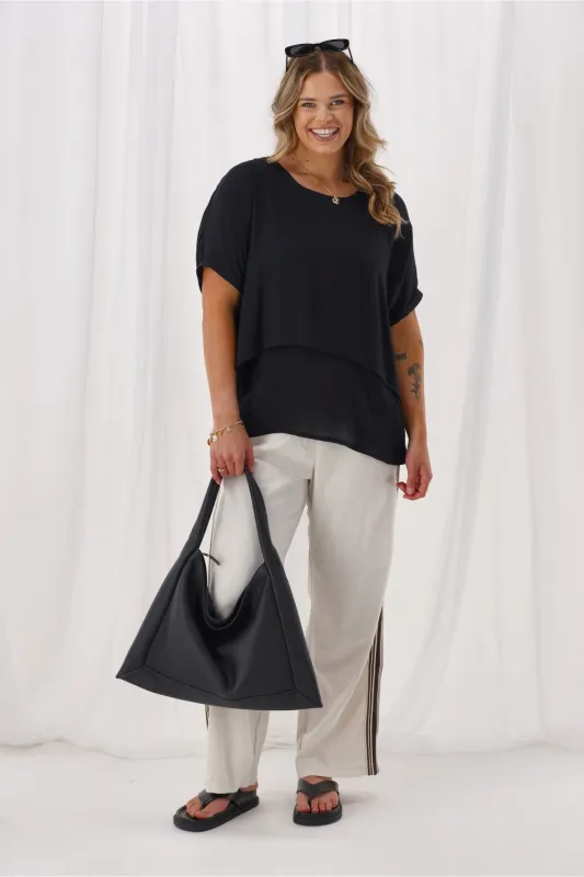 Sunday Boho Nova Layered Top Black made by Shine On