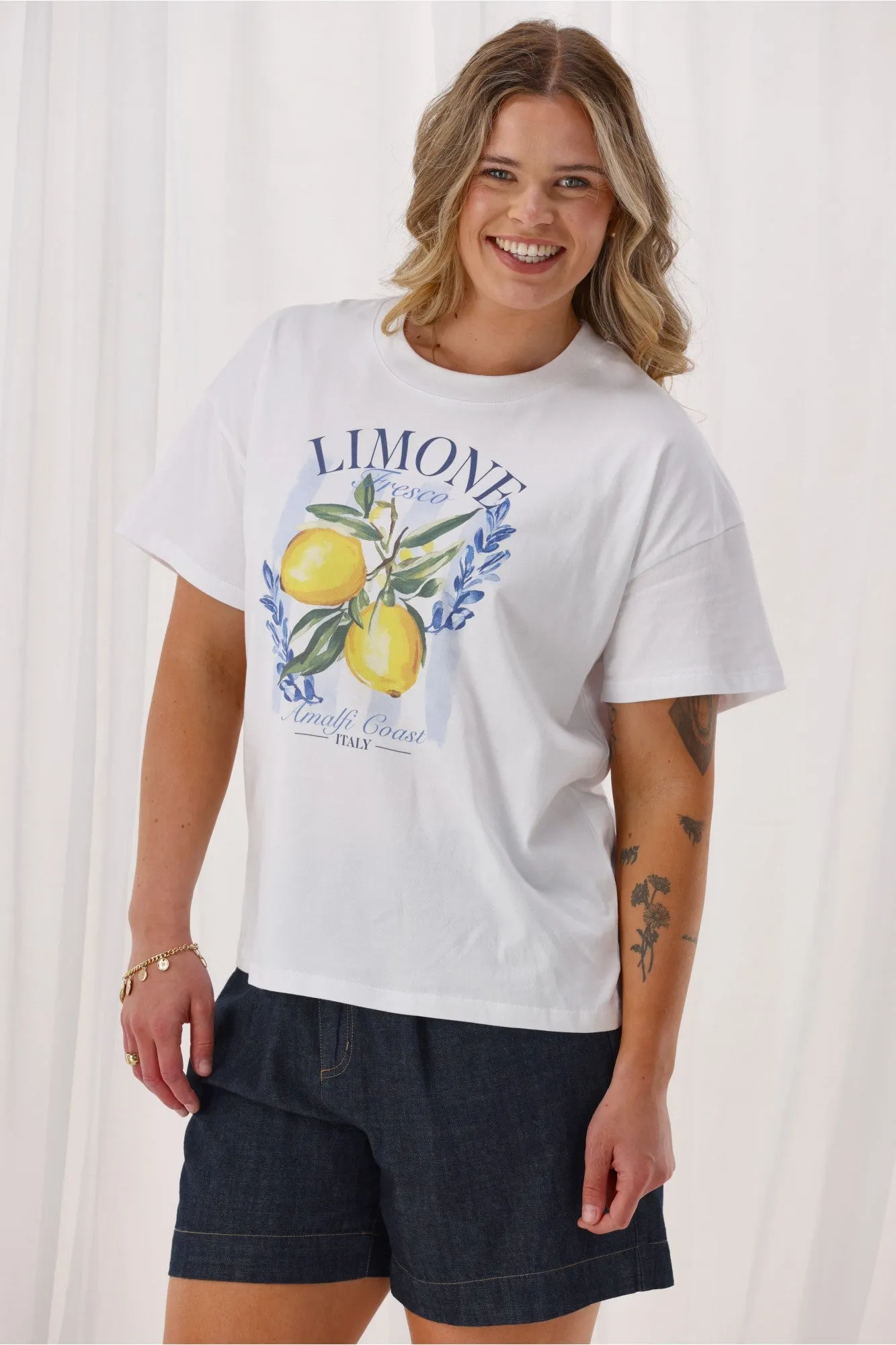 Shine On Label Lemonade Tee Lemon And Blue Print sold by Shine On product image thumbnail 2