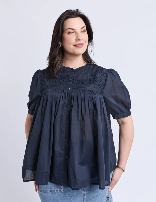 Elm Monty SS Shirt Navy sold by Shine On