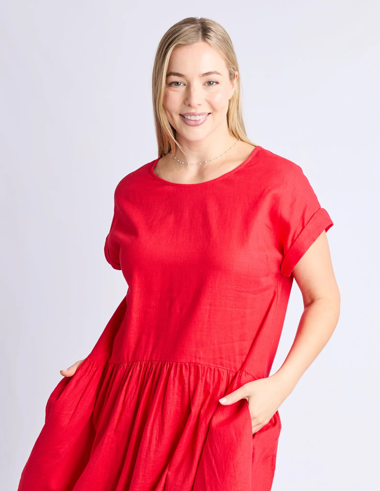 Elm Sunset Hour Solid Dress Poppy sold by Shine On product image thumbnail 3