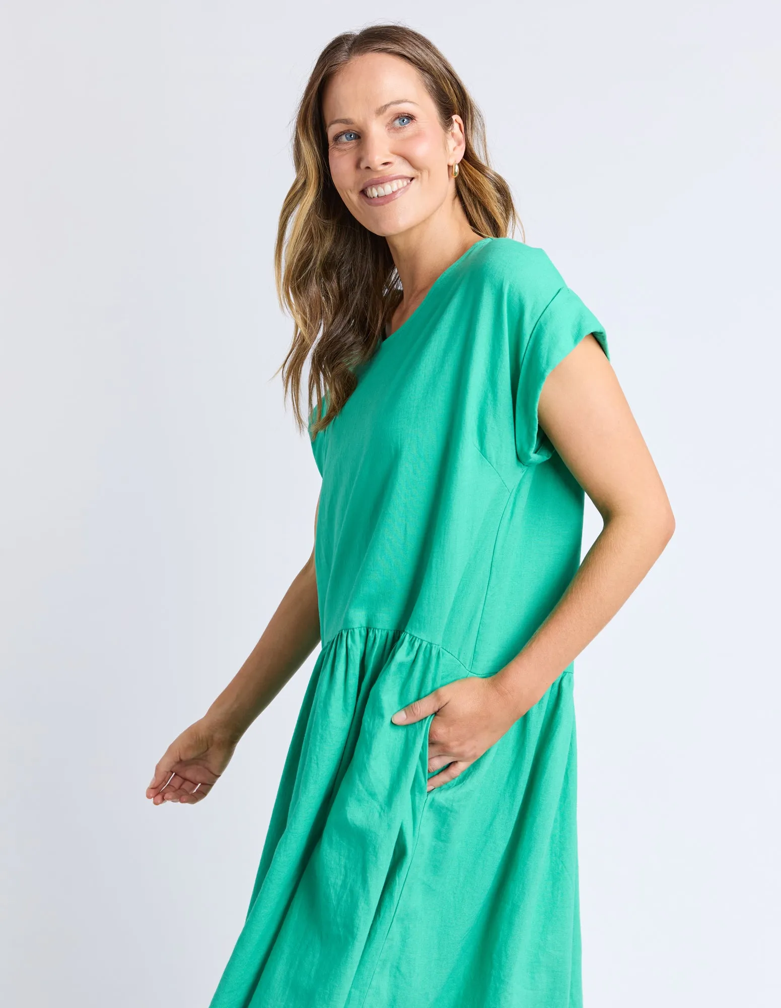 Elm Sunset Hour Solid Dress Gumdrop Green sold by Shine On product image thumbnail 5