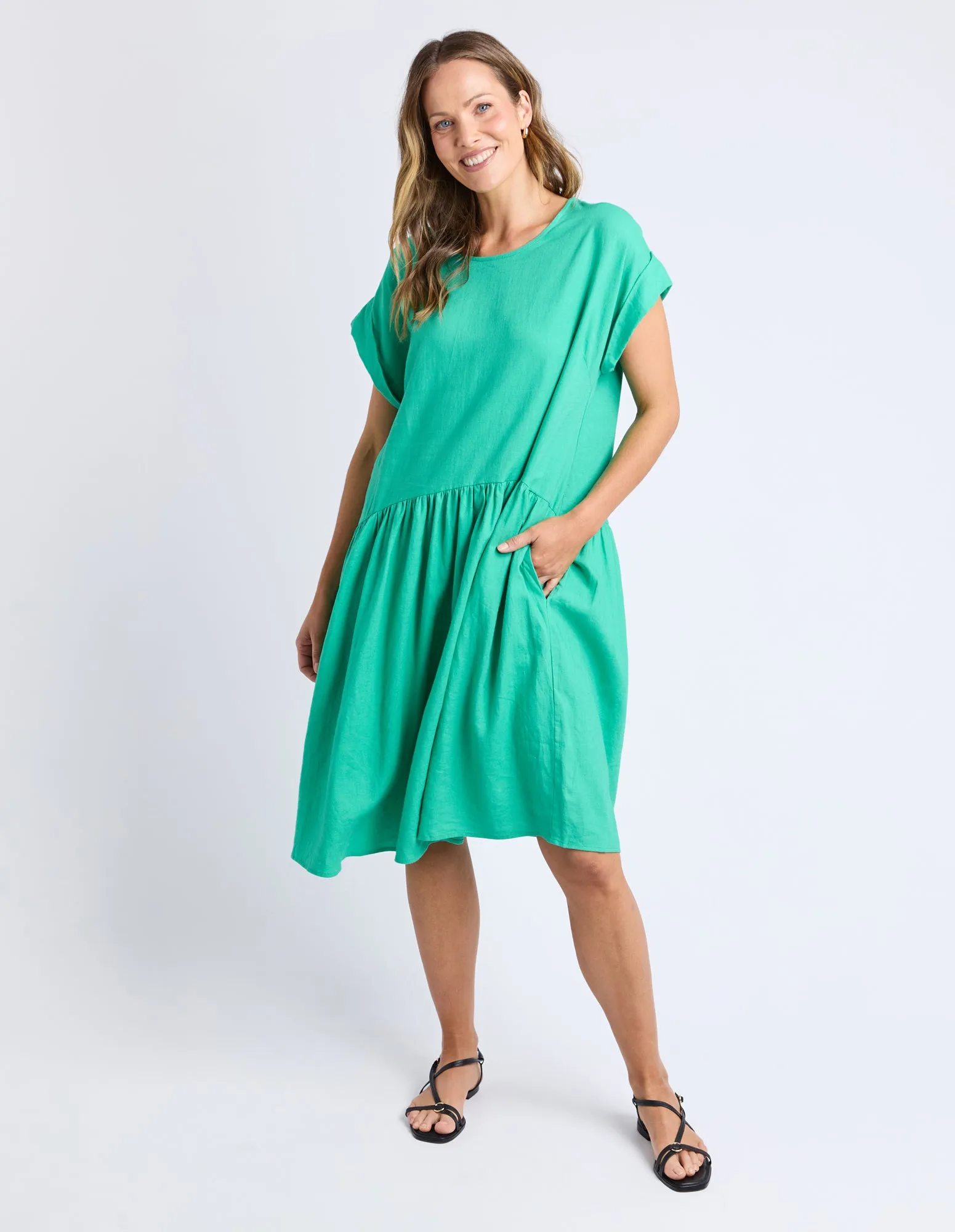 Elm Sunset Hour Solid Dress Gumdrop Green sold by Shine On product image thumbnail 3