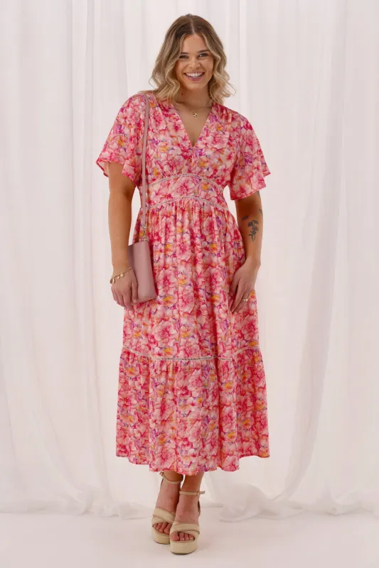 Gloss The Label Keagan Ladder Lace Dress  Pink Floral sold by Shine On