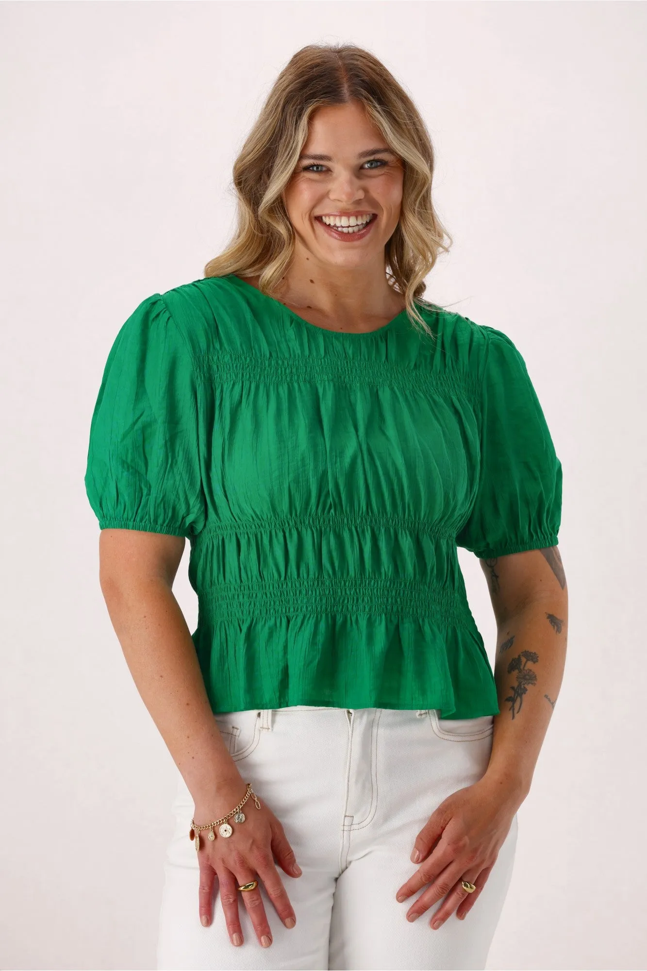 Shine On Label Connor Shirred Detail Top Green sold by Shine On product image thumbnail 2