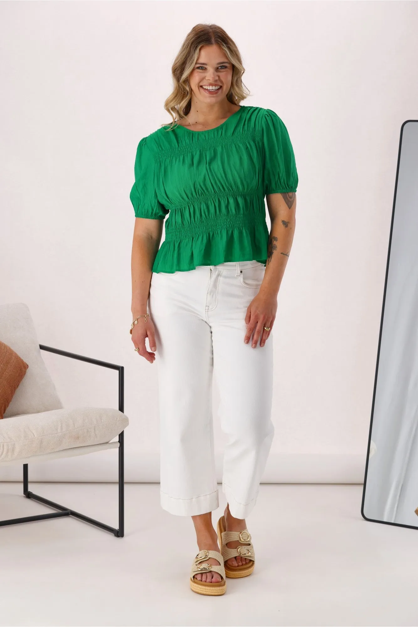 Shine On Label Connor Shirred Detail Top Green sold by Shine On product image thumbnail 4