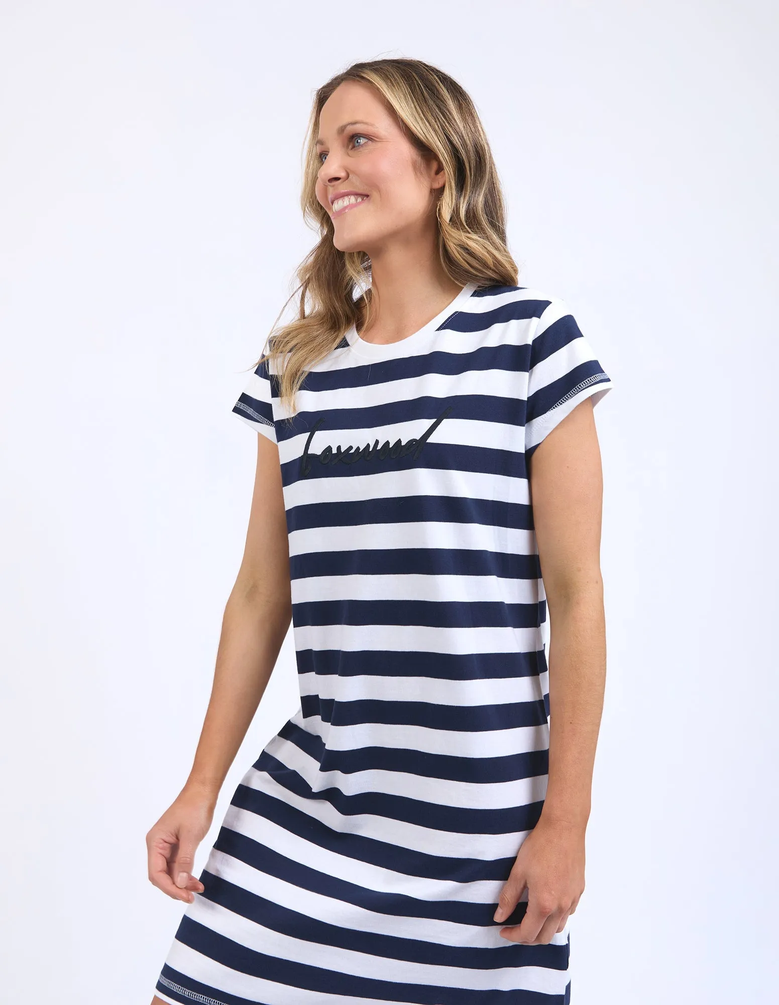 Foxwood Signature Tee Dress Navy White Stripe sold by Shine On product image thumbnail 5