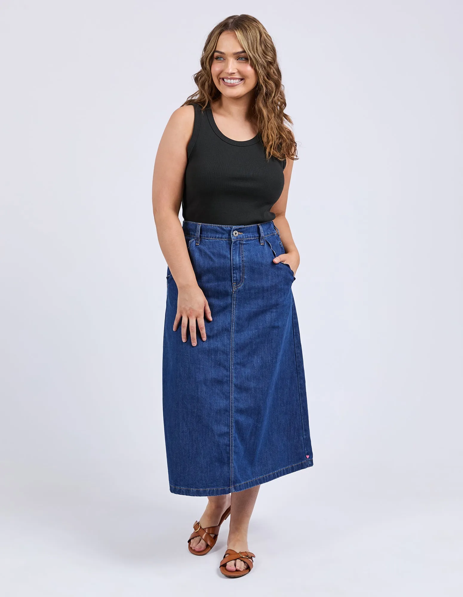 Elm Scallop Edge Denim Skirt Mid Blue Wash sold by Shine On product image thumbnail 3