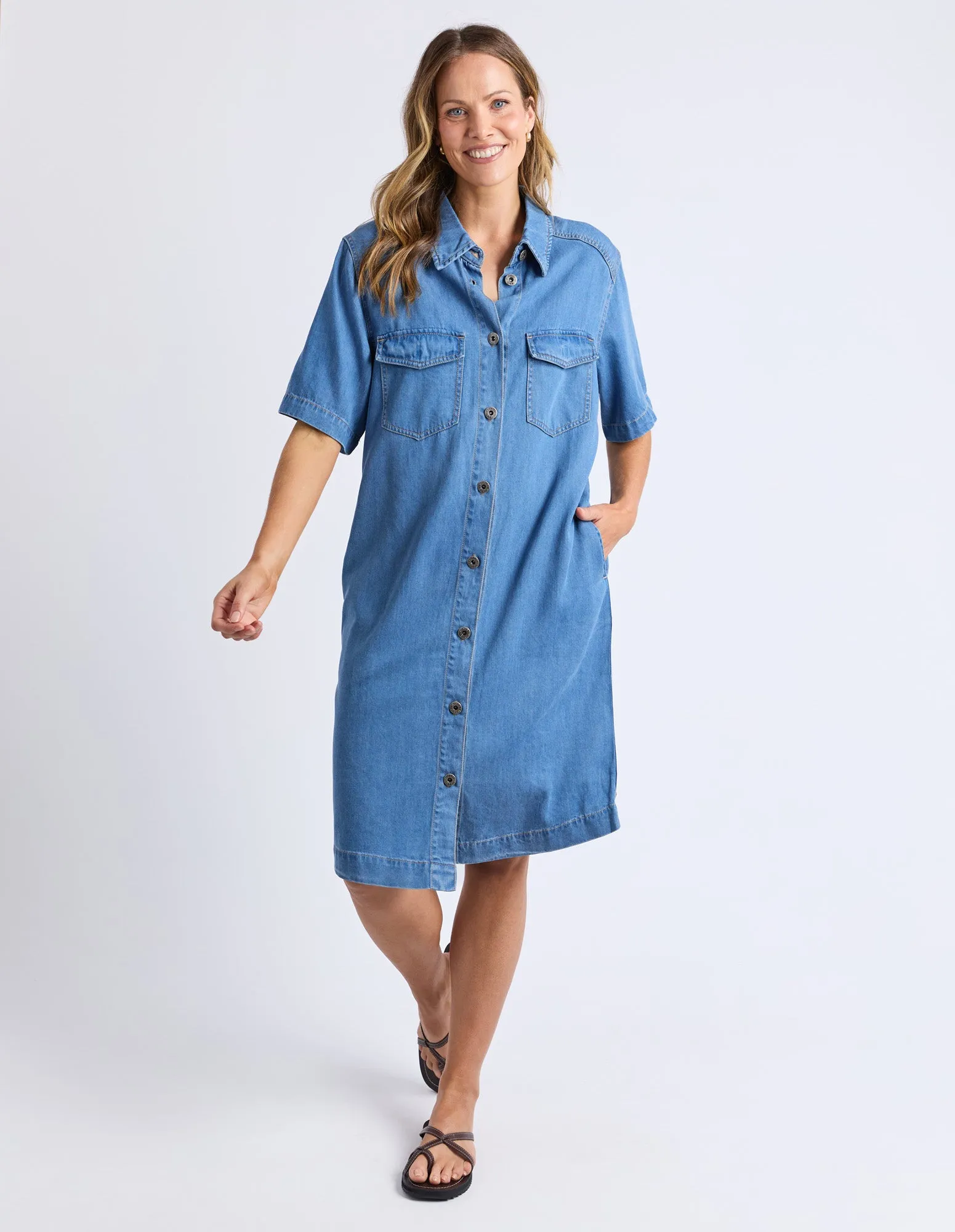 Elm Cora Denim Dress Mid Blue Wash sold by Shine On product image thumbnail 2