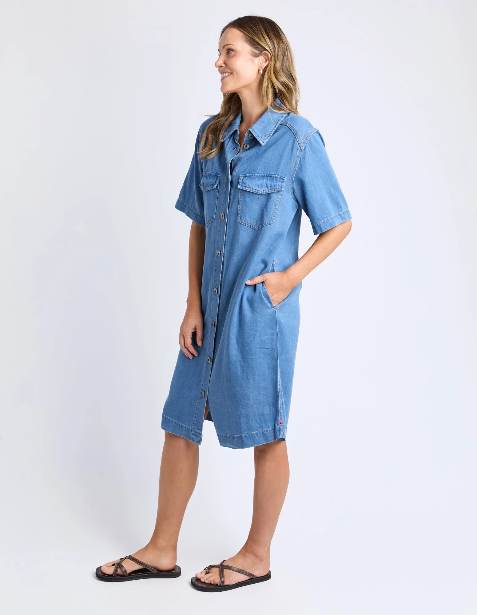 Elm Cora Denim Dress Mid Blue Wash sold by Shine On product image thumbnail 5