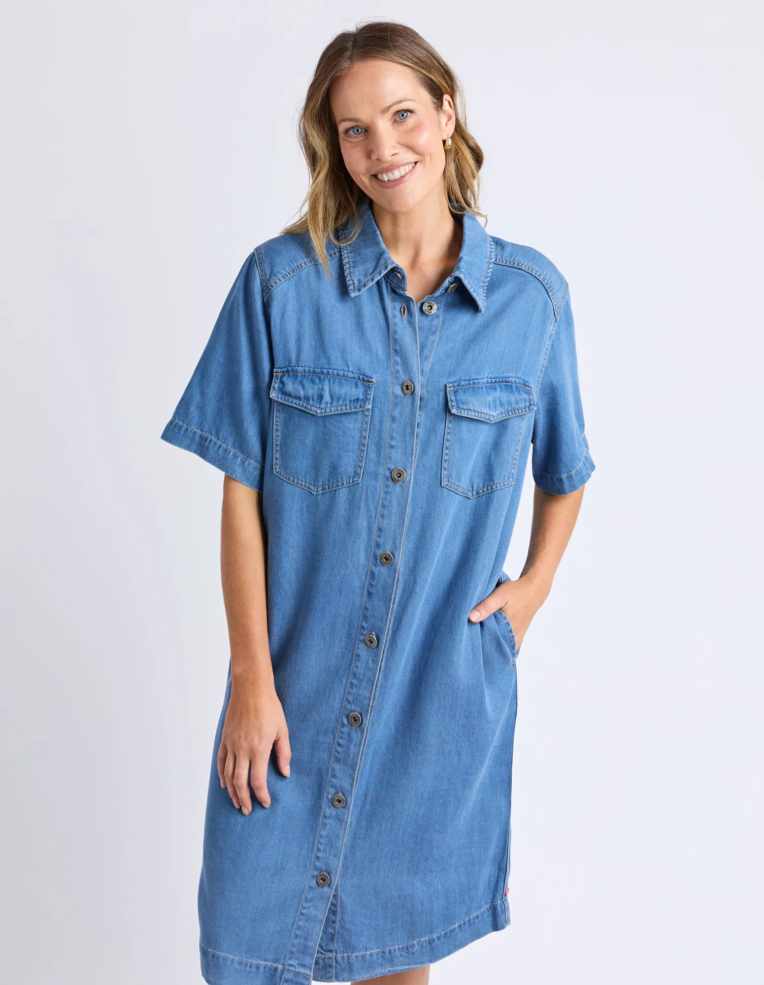 Elm Cora Denim Dress Mid Blue Wash sold by Shine On product image thumbnail 3