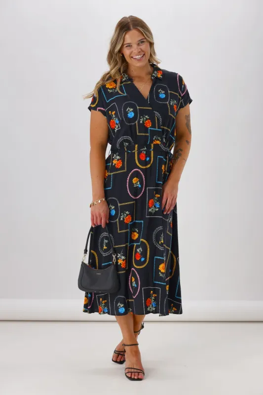 Shine On Label Flower Frame Dress Black sold by Shine On