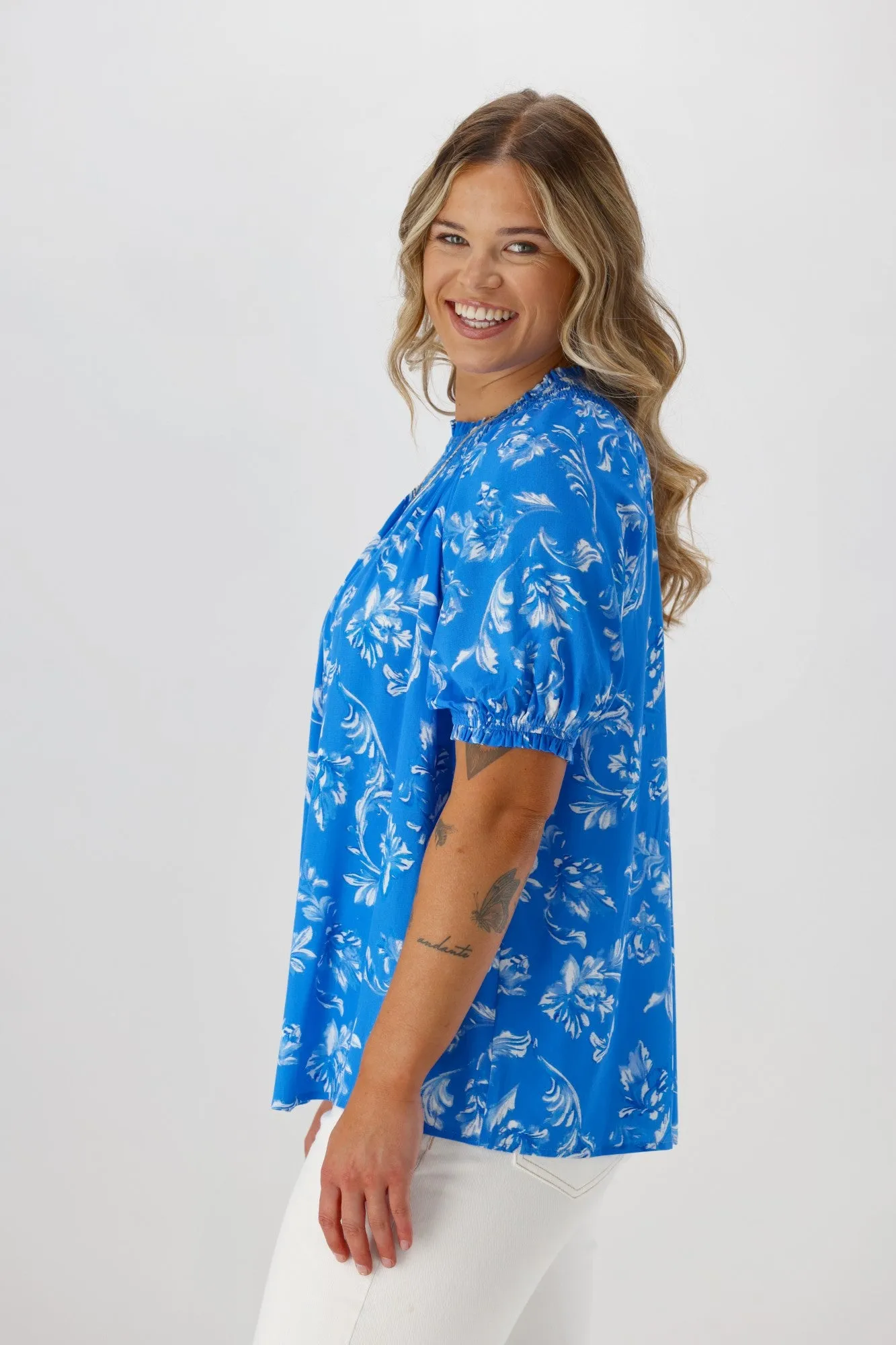Gloss The Label Isha Top Blue White Floral sold by Shine On product image thumbnail 5