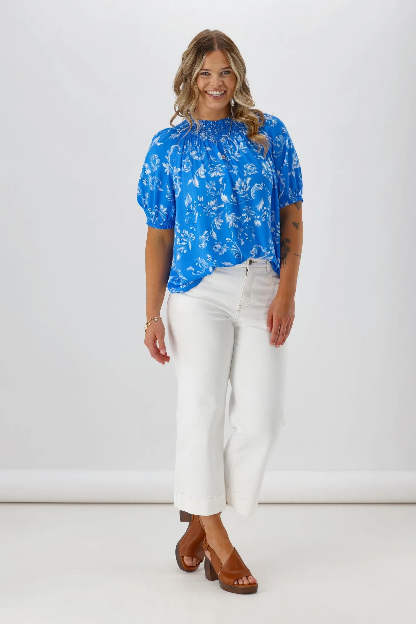 Gloss The Label Isha Top Blue White Floral sold by Shine On product image thumbnail 4