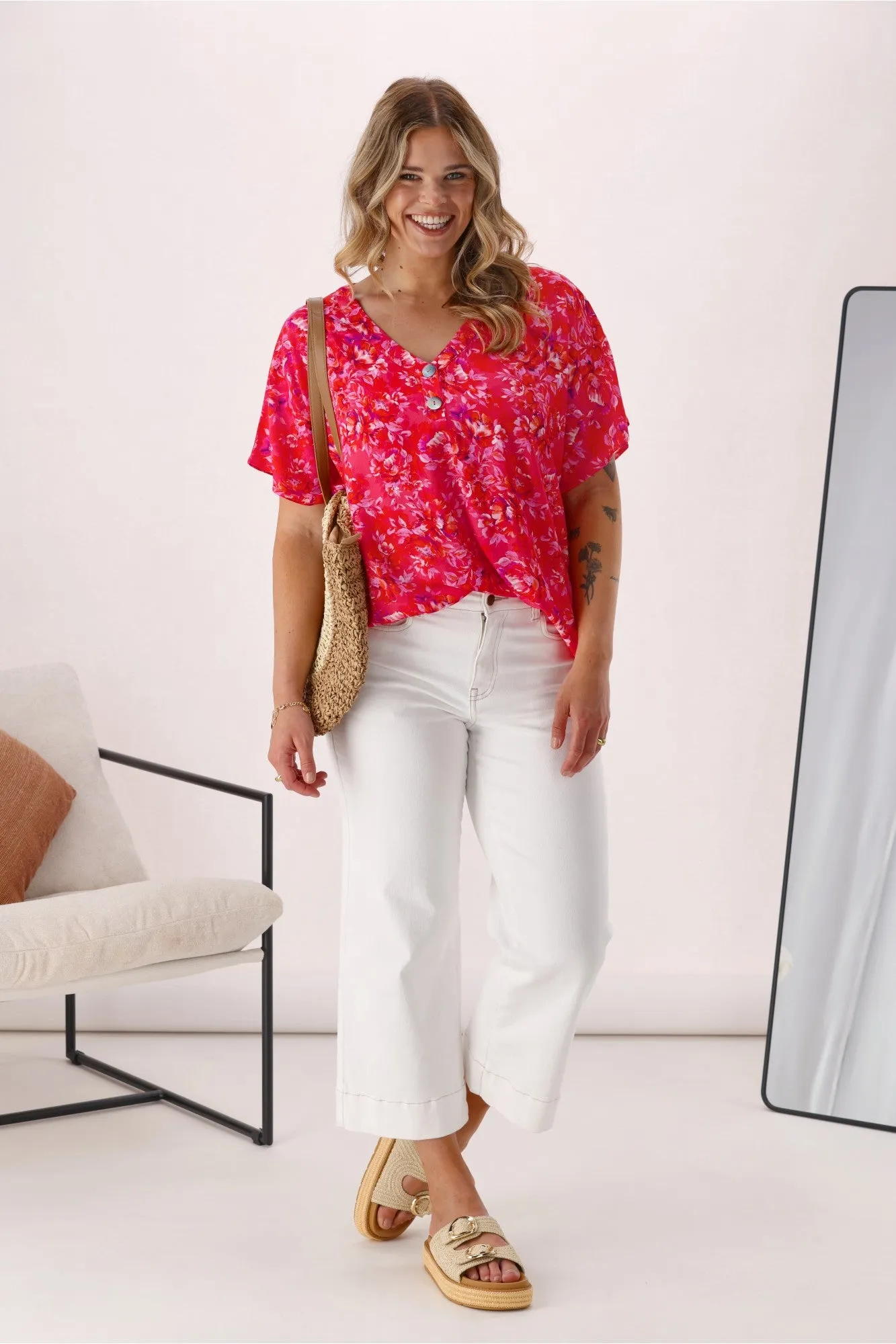 Gloss The Label Miro Top Red Pink Floral sold by Shine On product image thumbnail 2