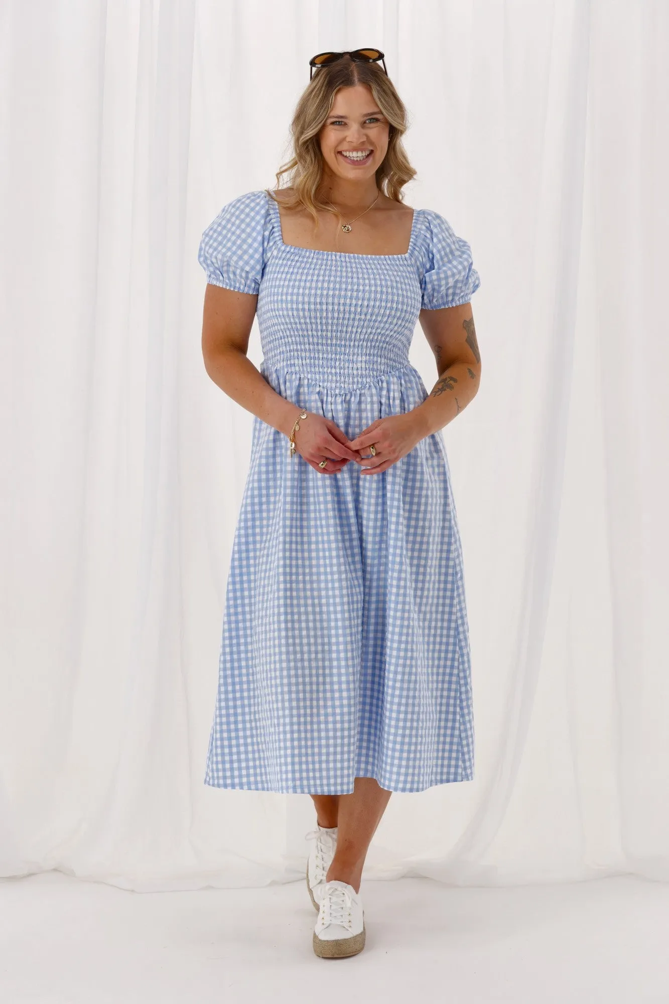 Shine On Label Annaliese Dress Blue Check sold by Shine On product image thumbnail 3
