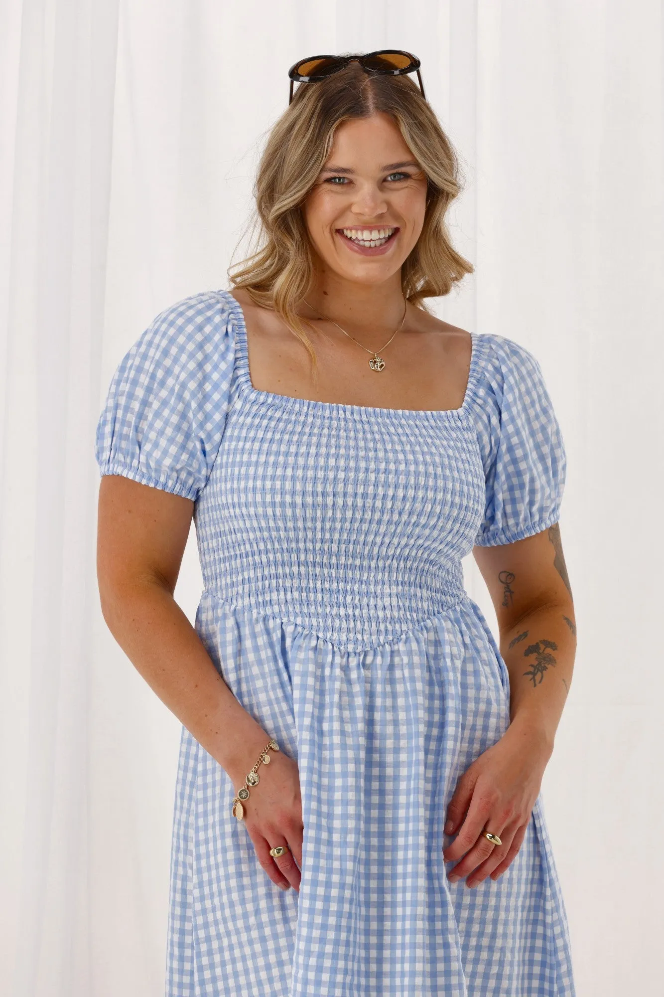 Shine On Label Annaliese Dress Blue Check sold by Shine On product image thumbnail 2