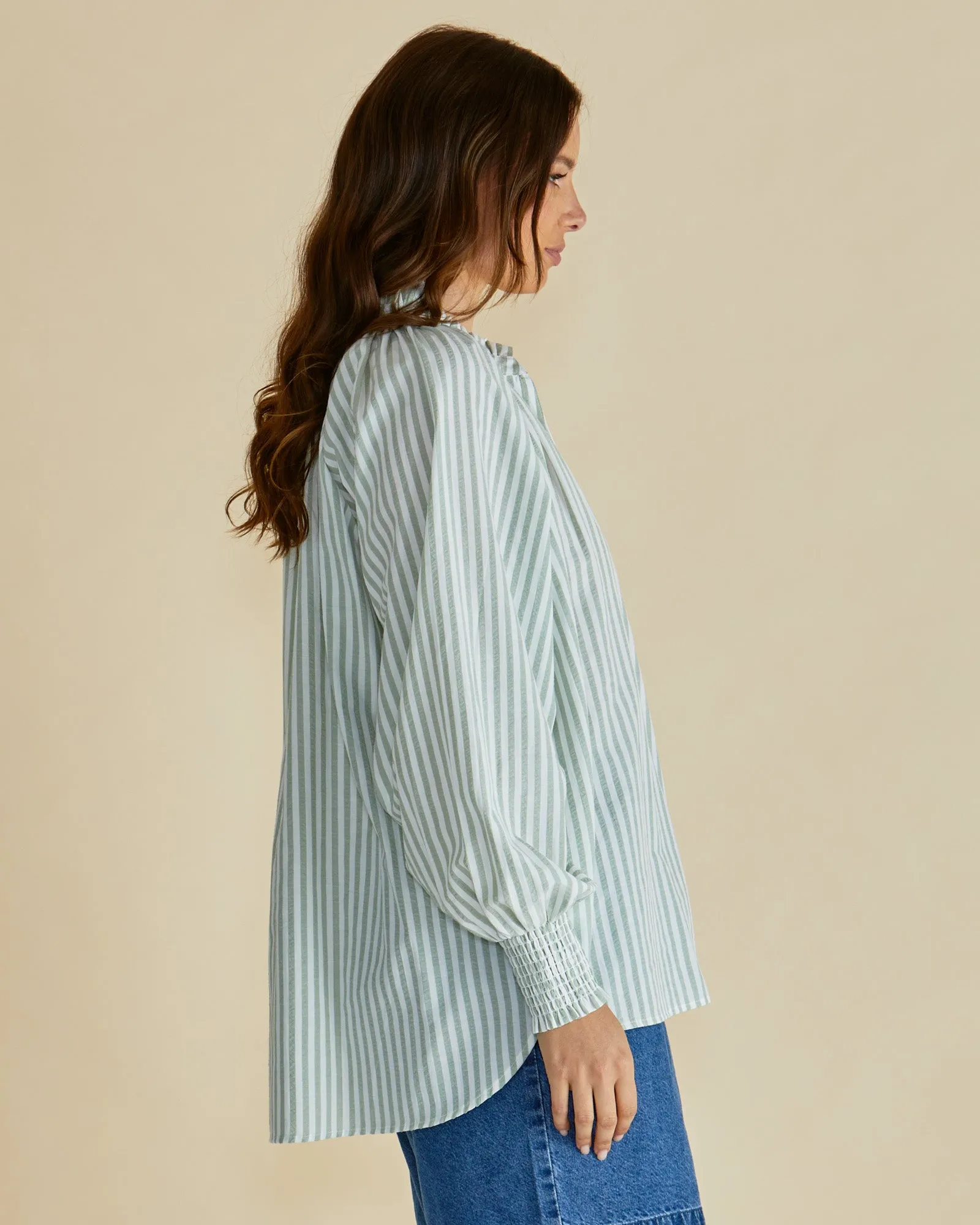 Betty Basics Romi Shirt Sage Stripe sold by Shine On product image thumbnail 3