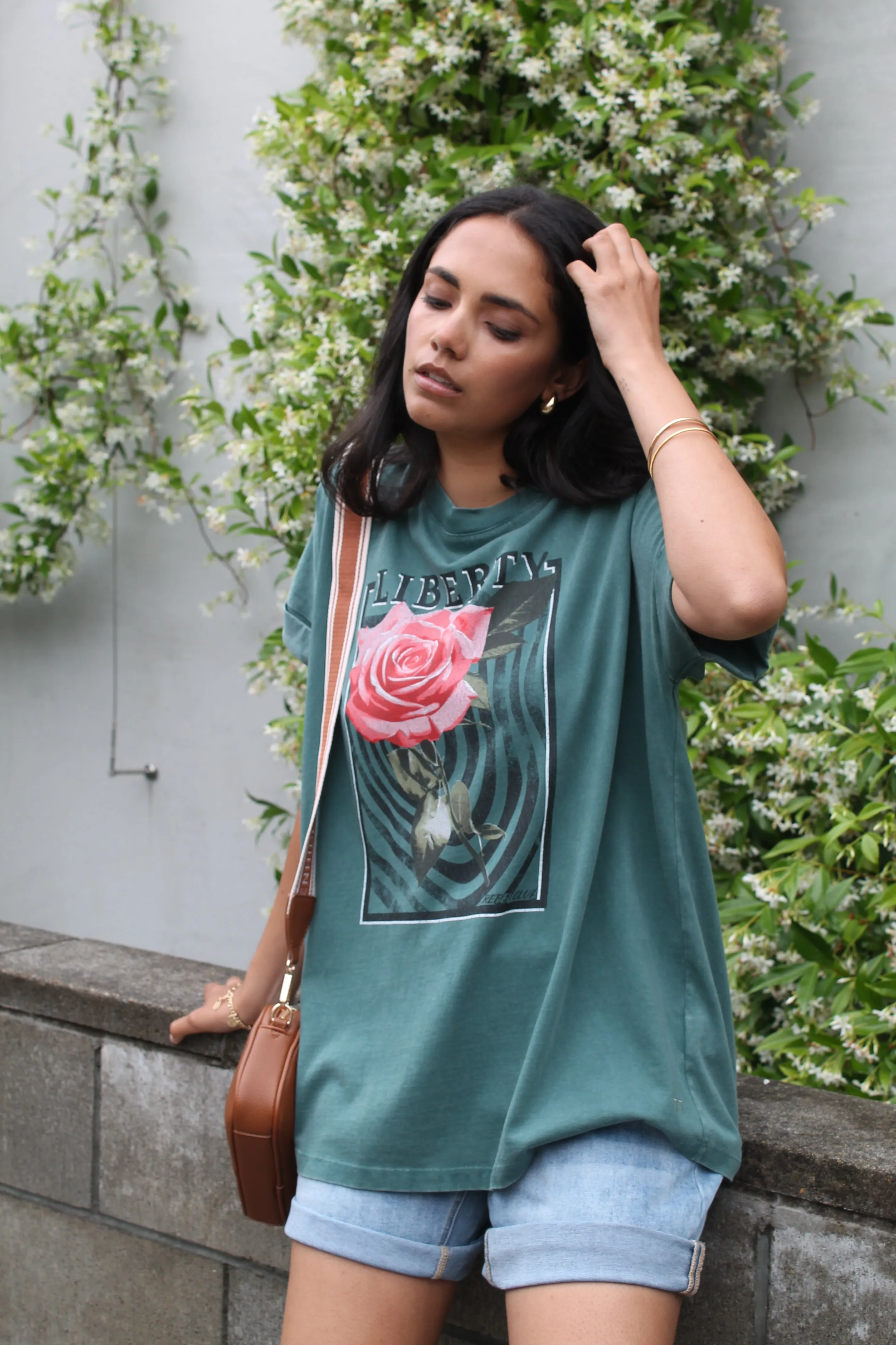 Rebel Club Liberty Rose Capsleeve Tee Green sold by Shine On product image thumbnail 2