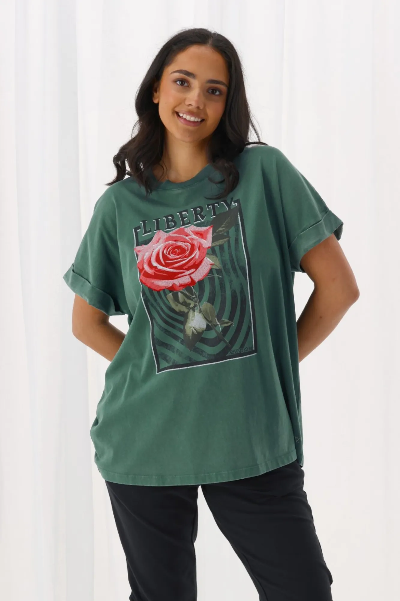 Rebel Club Liberty Rose Capsleeve Tee Green sold by Shine On product image thumbnail 3